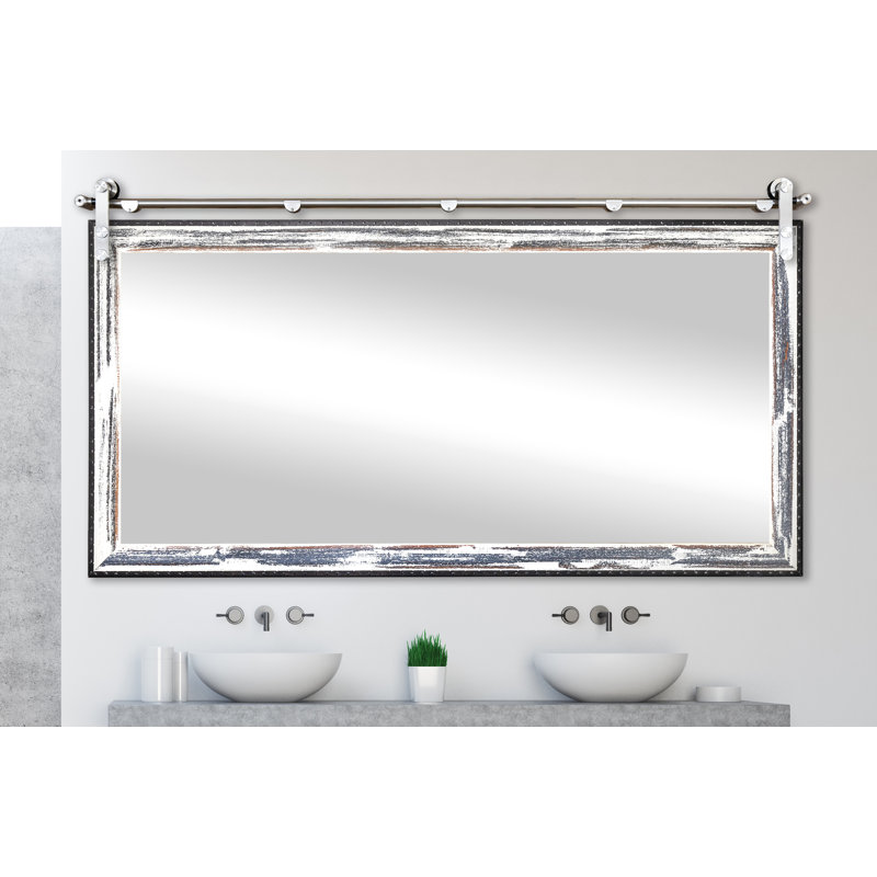 Miroir de porte de grange patiné N Peace, 30,5 po x 57,5 po