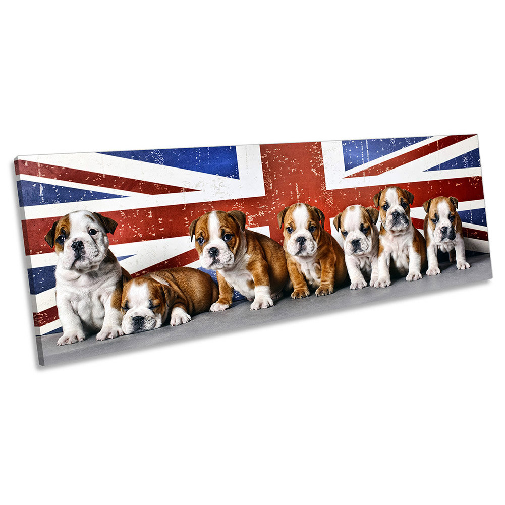 British Bulldogs Union Jack - Wrapped Canvas Panoramic Print