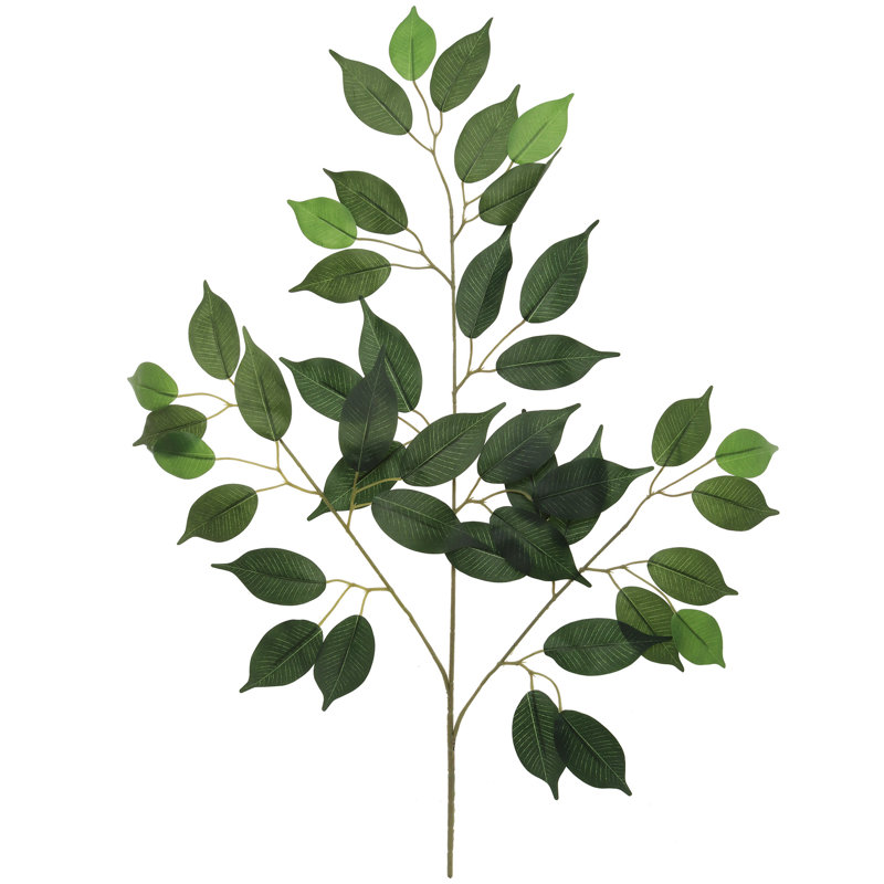 12-Pack Artificial Green Ficus Branches with 42 Silk Leaves, Lifelike Decorative Greenery, Ideal for Home, Office, and Event Arrangements