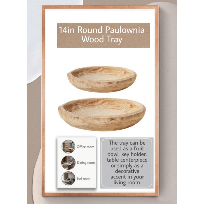 Small Natural Paulownia Wood Decorative Serving Tray