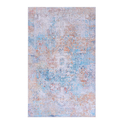 Washable Area Rug 9X12 - Yellow, Low-Pile, Non-Slip, Non-Shedding, Foldable, Suitable For Living Areas Room, Bedroom, Kitchen, Pet & Magnificent Home
