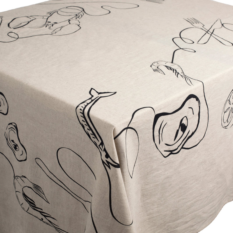 Line Drawing Handmade Tablecloth, 80" L x 120"W