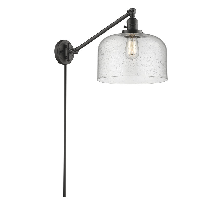 Bell - bras pivotant 1 lumière 12 po, Ampoule à DEL rétro de 3,5 W, Grainé, Bronze frotté à l'huile