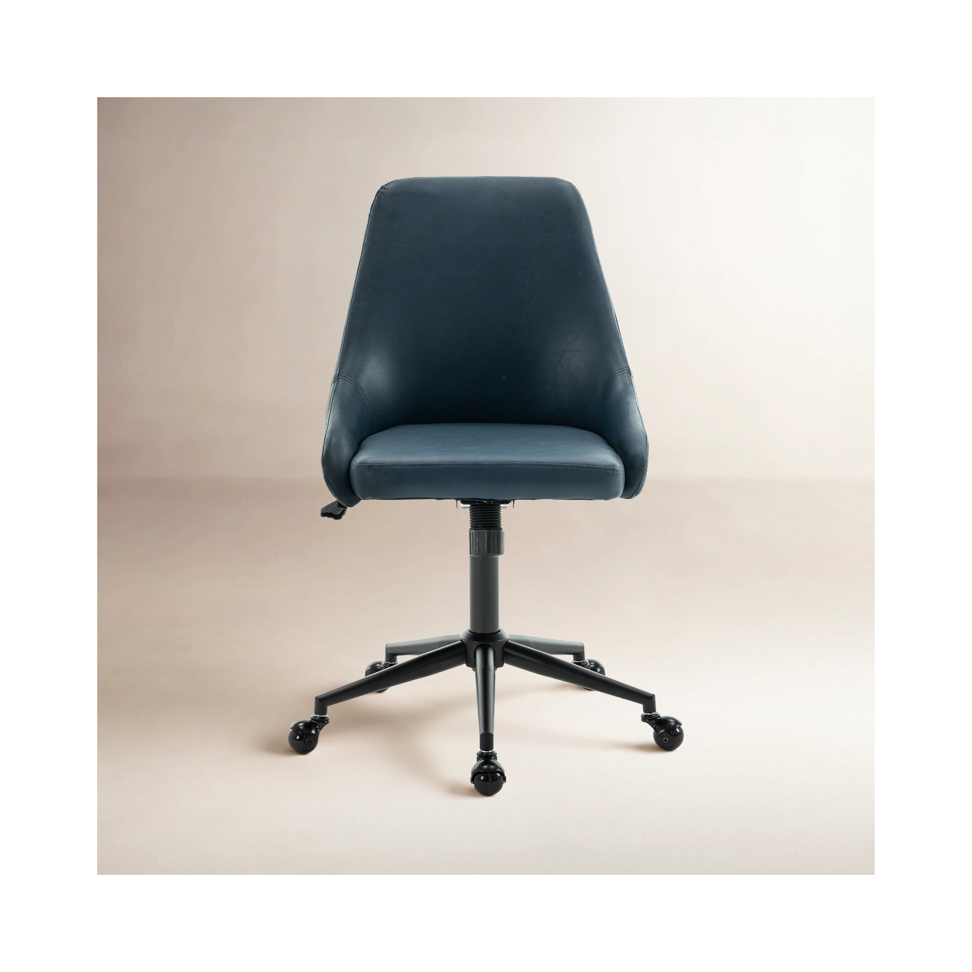 Vanora Swivel Office Chair, Navy Faux Leather