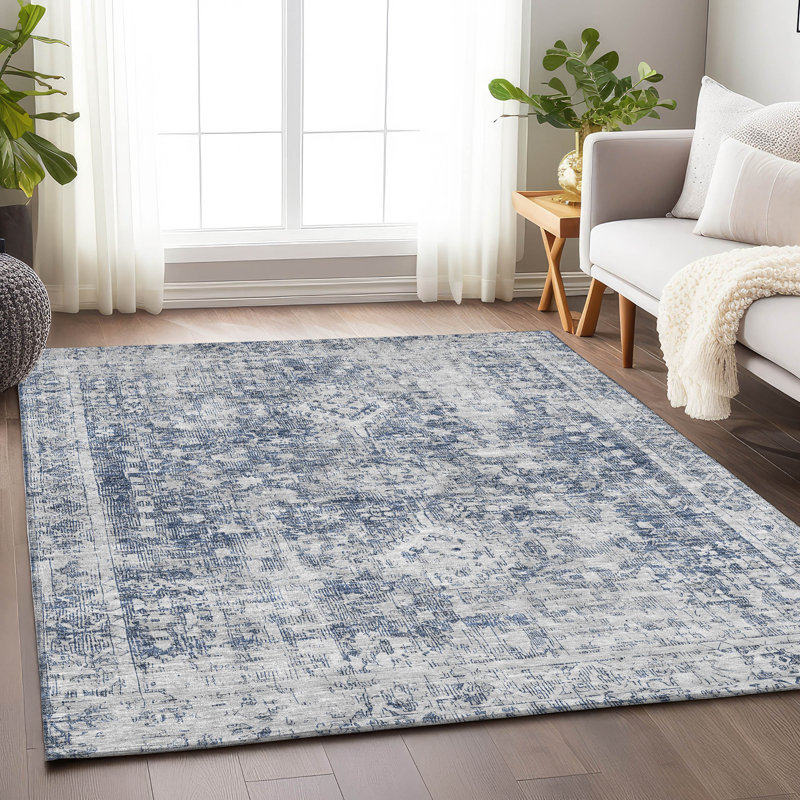 Tapis intérieur / extérieur bleu marine Lurea, 9 pi x 12 pi
