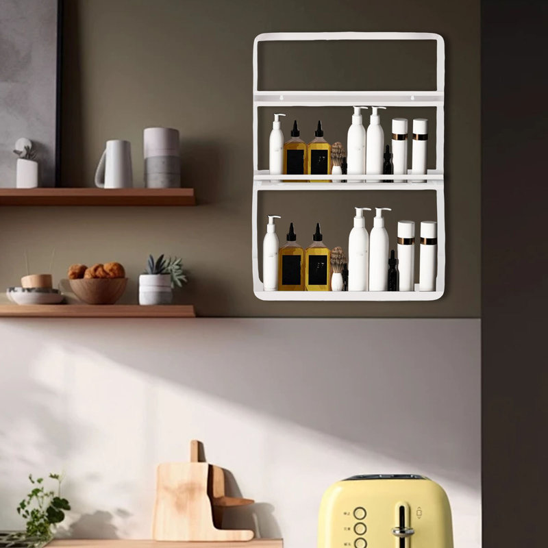 Metal Bathroom Shelves, White, 4