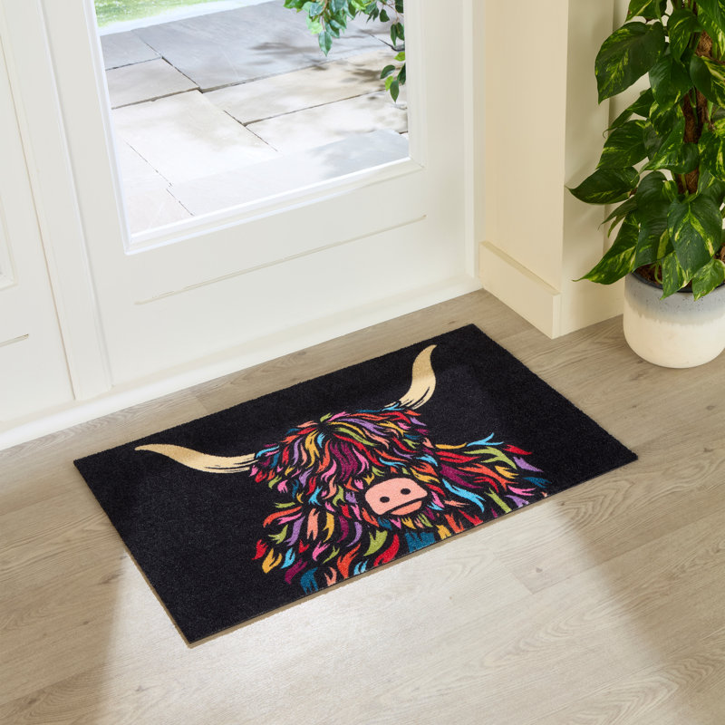 Highland Cow Non-Slip Door Mat, 50cm W x 80cm L