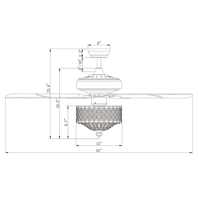 Eddy 52'' Ceiling Fan with Light Kit, Black Walnut/Red