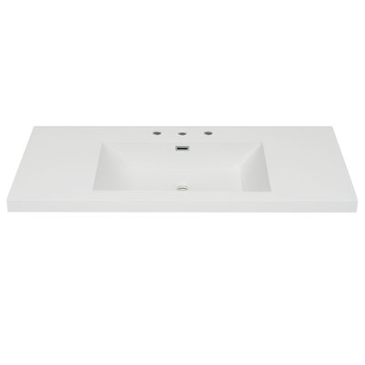 Lavabo en résine 48 po pour meuble-lavabo, lavabo de salle de bain avec 3 trous de robinet, comptoir de meuble-lavabo seulement, blanc éclatant