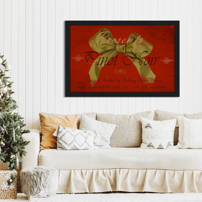 «Presents Of Pinot (Horizontal)» par Jodi - impression, H 33,5 po x l 49,5 po x P 1 po, Cadre espresso