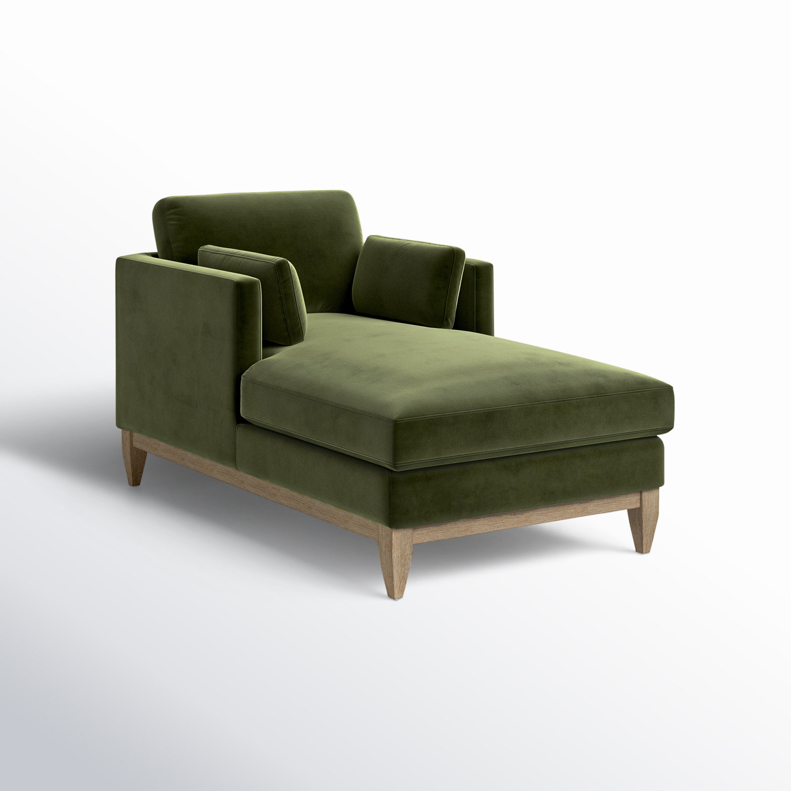 Pera Upholstered Chaise Lounge, Olive Green Velvet