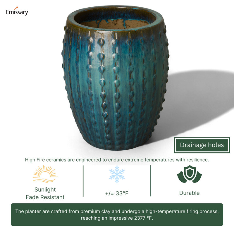 Stefanski Handmade Ceramic Planter, 21" H x 17" W x 17" D