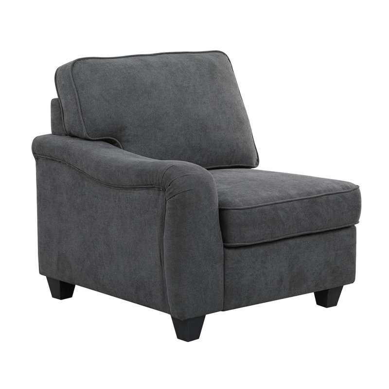 7 chaises modulaires en forme de L gris foncé et sans accoudoirs, 96,27 po Profond, 34,77 po de hauteur, 34 po x 26,5 po, H 17,75 po, siège confortable