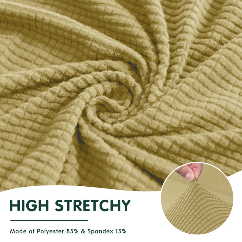 Box Cushion Slipcover, 104cm H x 235cm W x 107cm D, Beige Yellow