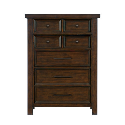 Classic Bedroom Brown Finish 1Pc Chest Of Drawers Mango Veneer Wood Transitional Furniture