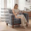 Fauteuil rembourré 43,7 po, fauteuil d'appoint moderne surdimensionné avec accoudoirs rembourrés pour la chambre à coucher du salon-1215859428