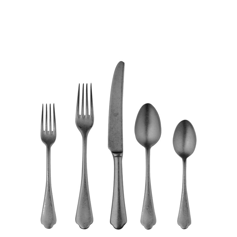 MEPRA Dolce Vita Stainless Steel Flatware Set, Pewter Black Gold