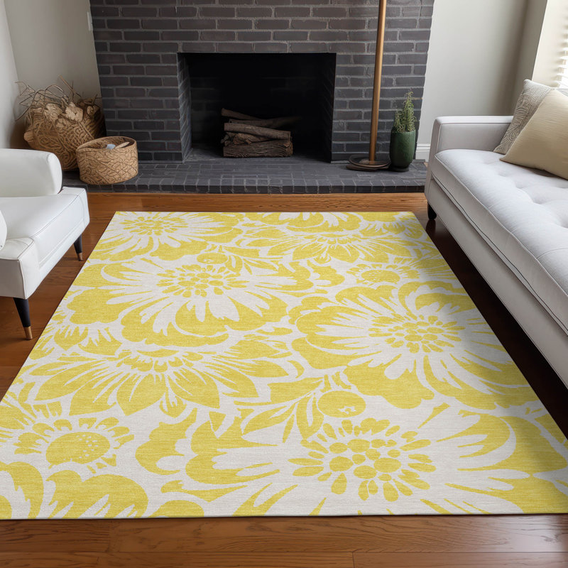 Alfonzo Flatweave Washable Floral Indoor / Outdoor Rug, Rectangle 3' x 5'