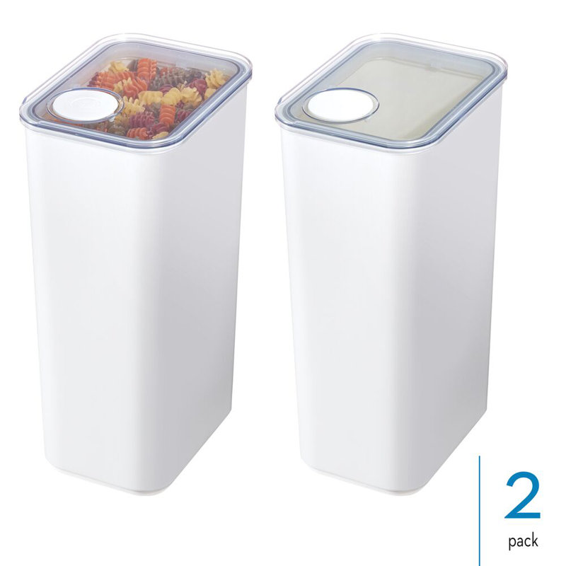 Ensemble de 2 petits pots de cuisine hermétiques avec bouchon verseur amovible iDesign - blanc, 6,2 pintes