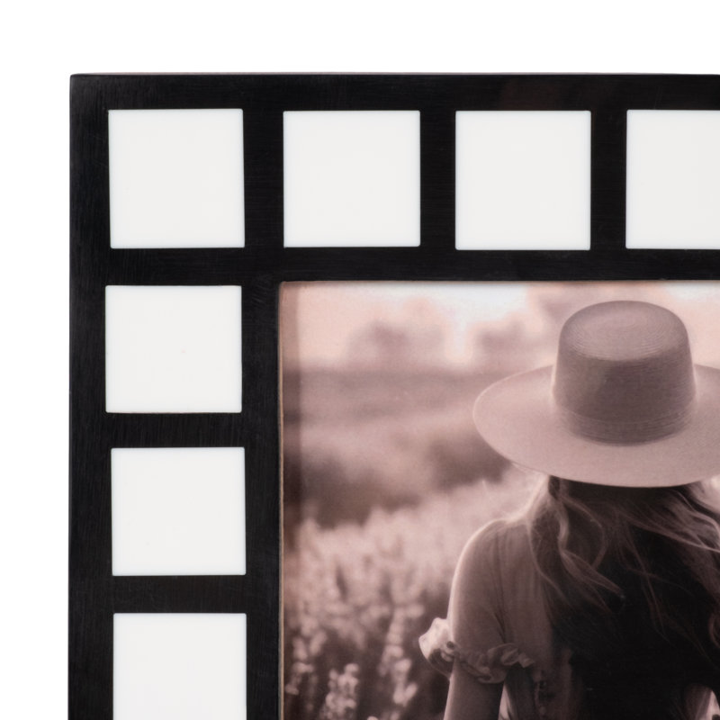 Wood Resin Picture Frame with Geometric Inlay and Back Stand, 5" x 7"