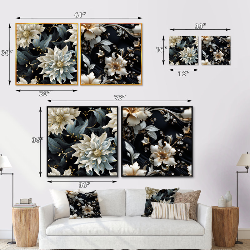 Clyburn - Abstract Square Collage Set Of 2, 30" H x 61" W, Wrapped Canvas