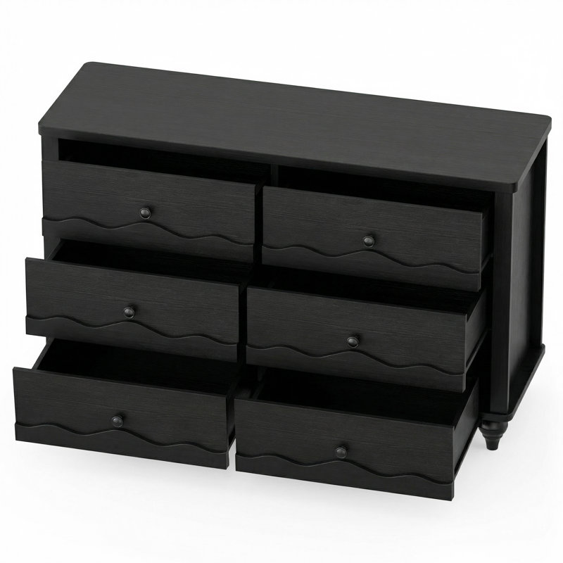 Commode 43,3 po avec tiroirs en bois, Noir