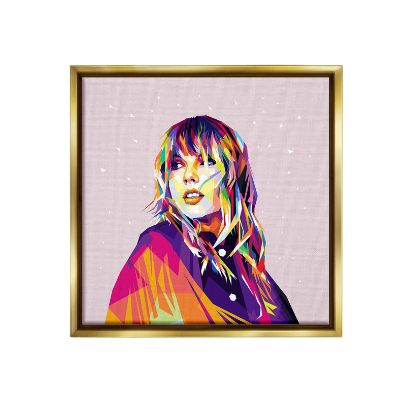 "Motif géométrique Taylor" sur toile, H 25 po x l 25 po, Cadre flottant métallique doré