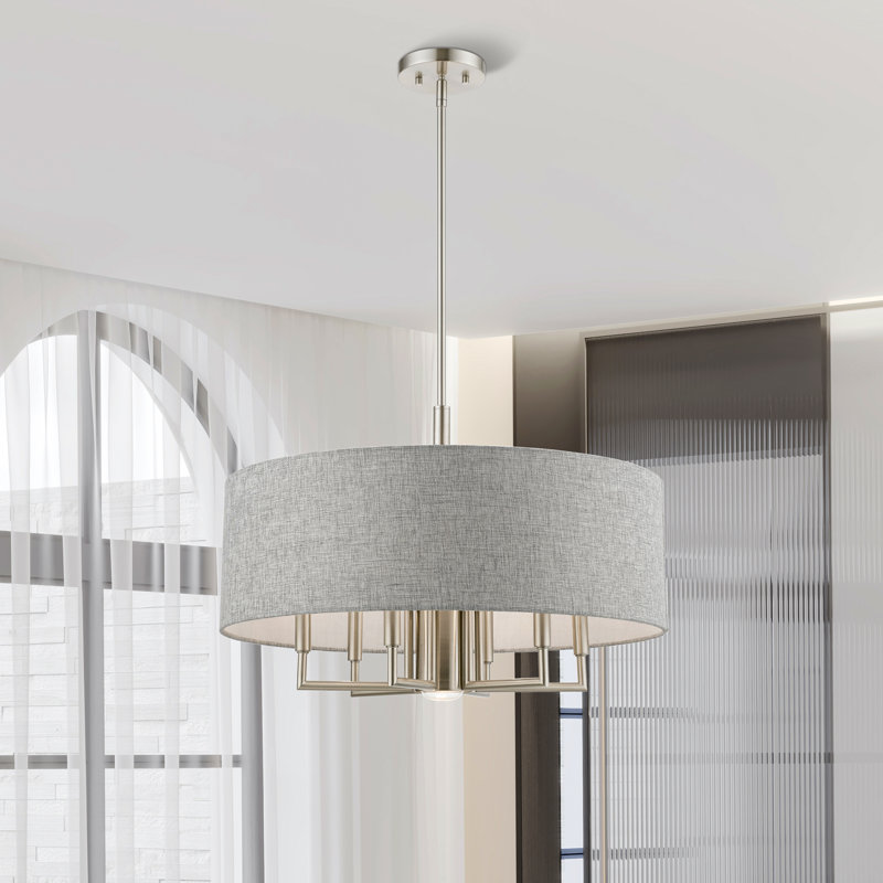 Zahirah 7 - Light Dimmable Drum Chandelier, Brushed Nickel