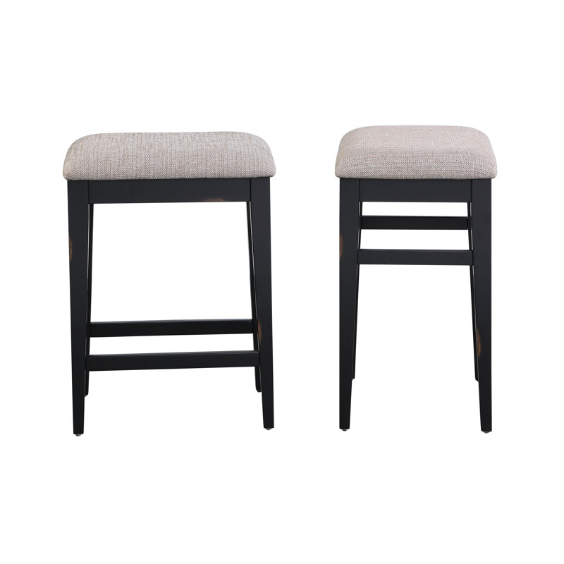 Albin Upholstered Counter Stool with Solid Wood Frame, Black