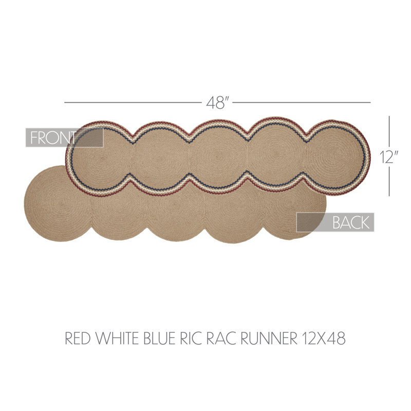 Festive Finds Rouge Blanc Bleu Ric Rac, Rectangle L 48 po x l 12 po