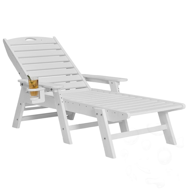 Adjustable Reclining Outdoor Chaise Lounge, White