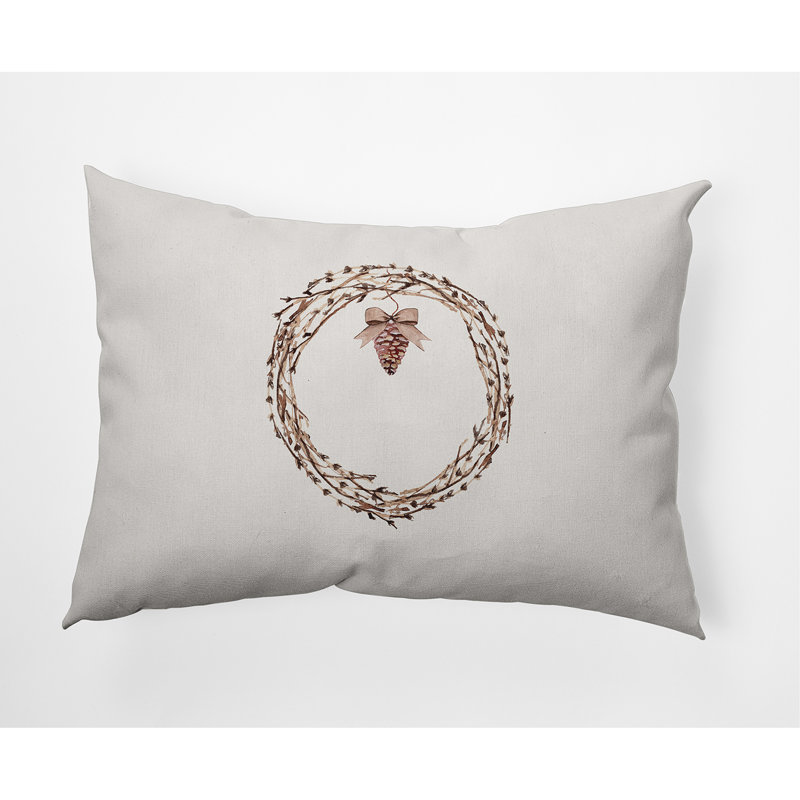  Wreath Outdoor Pillow Cover & Insert, White