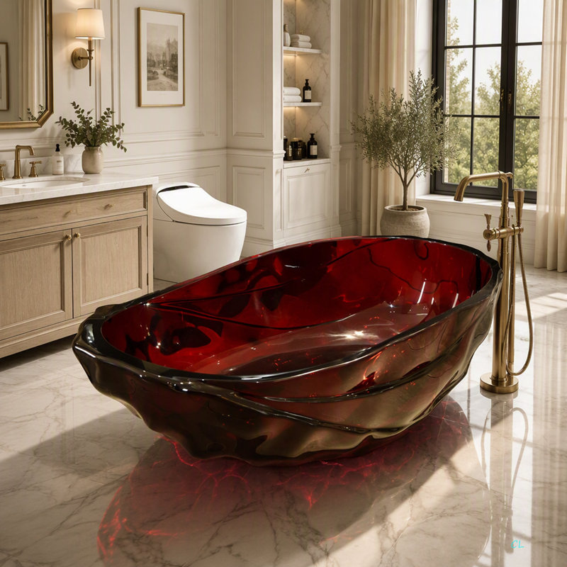 67 Inch Freestanding Solid Surface Soaking Bathtub