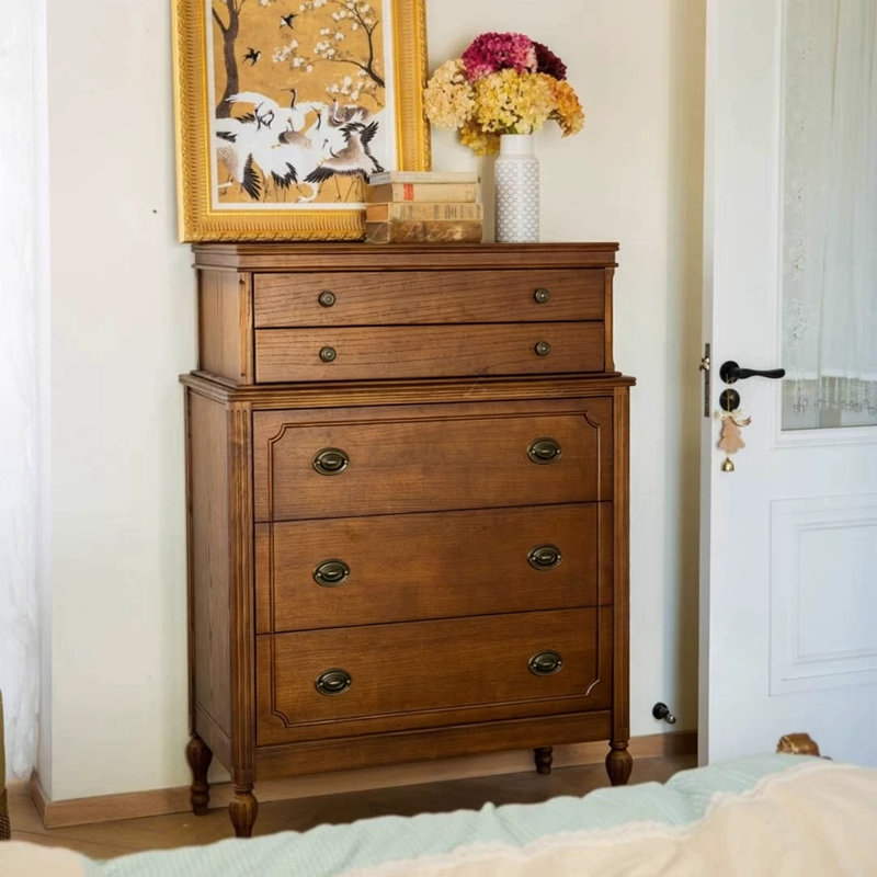 Retro Nut-Brown Solid Wood Accent Cabinet