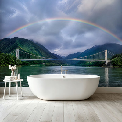 Peel and Stick Wallpaper Wall Mural Bridge Serene River Wall Art Self Adhesive and Removable