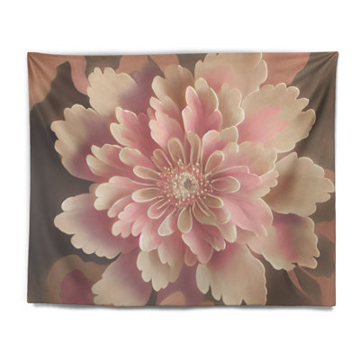 Blossoming Pink Flower In Faded Retro Colours I Polyester Tapestry