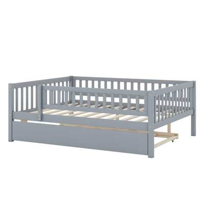 Daybed With Trundle And Fence Guardrails