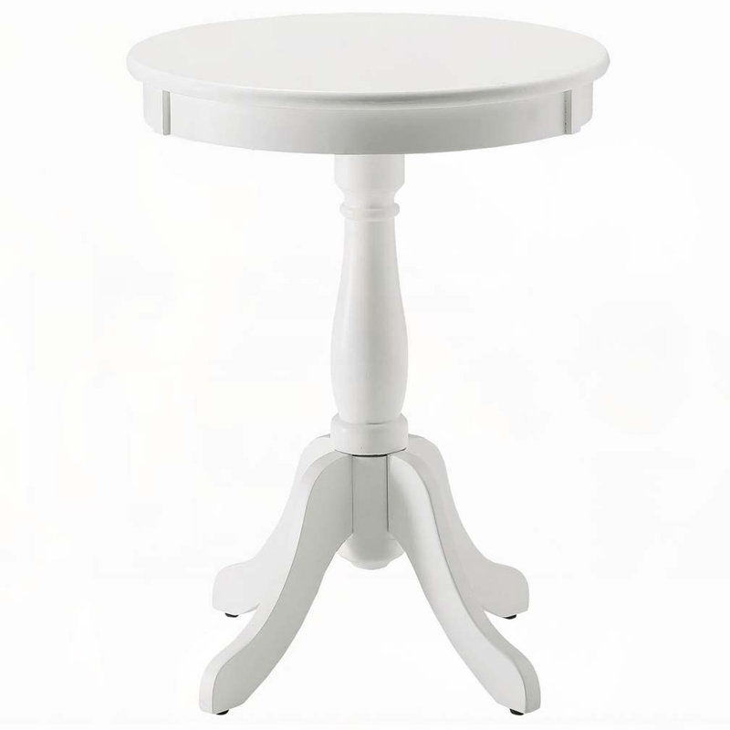 Table d'appoint blanche avec piédestal tourné