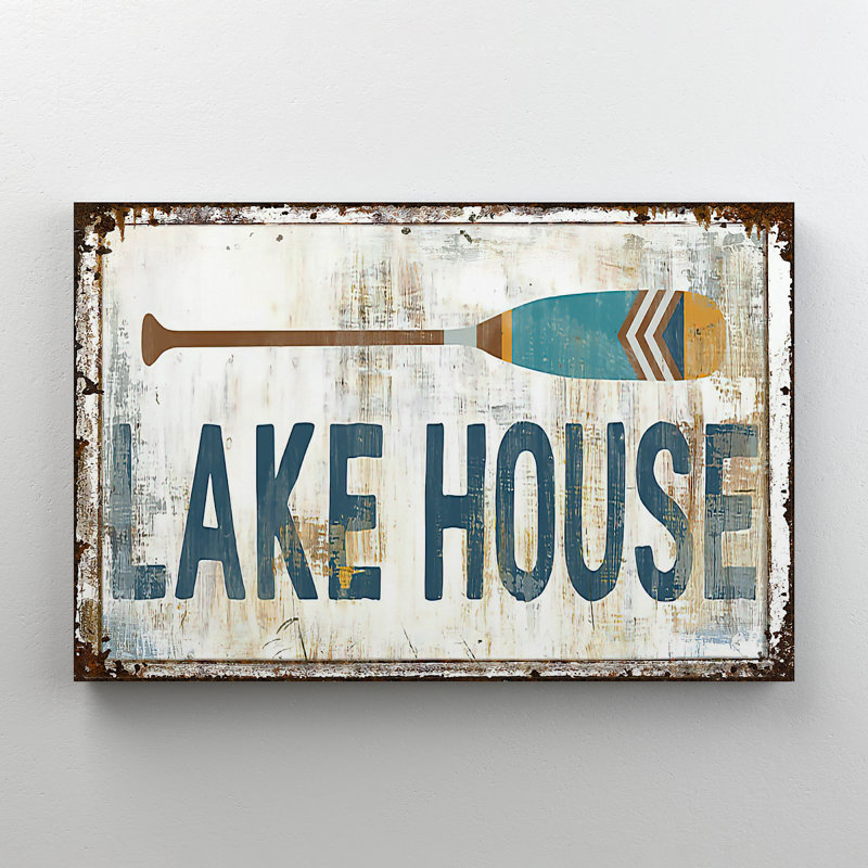 «Rowing Stick - Lake House», reproduction d'art graphique sur toile tendue, H 11 po x l 14 po x P 2 po