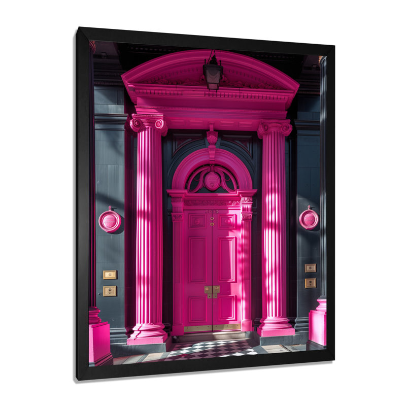 Porte de banque rose et noire - salon d'art mural Banks, Toile encadrée noire simple, H 40 po x l 30 po x P 1,5 po