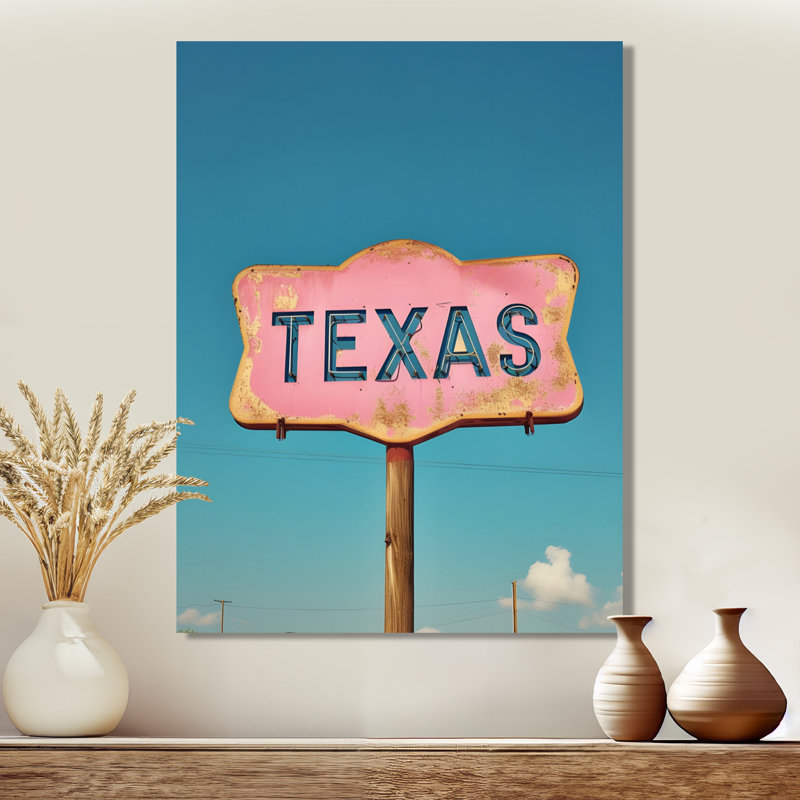 Texas Road Sign - Texas Printed Canvas Art, Wrapped Canvas, 32" H x 16" W