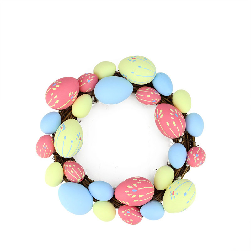 Couronne à œuf de Pâques 10 po rose, jaune et bleu