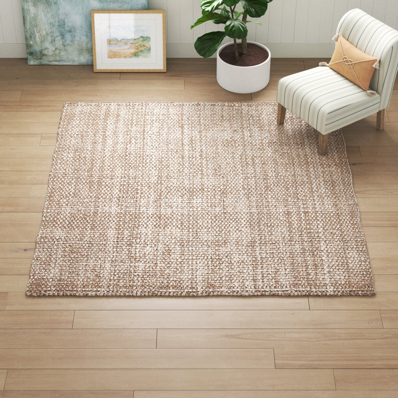 Tapis beige en jute touffeté à la main Waldoboro, Carré 5 pi