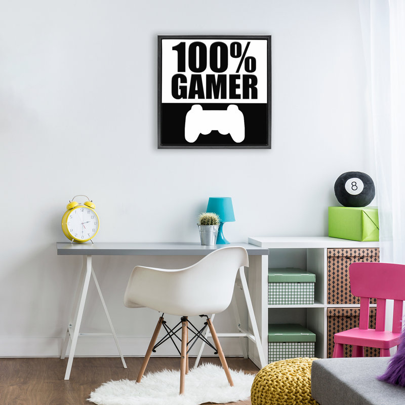 Cadre flottant 100% Gamer, design par Kim Allen, Cadre flottant noir de jais, H 18 po x l 18 po