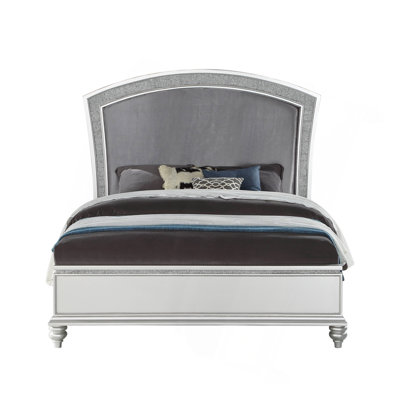 Maverick Fabric & Platinum Finish  Bed
