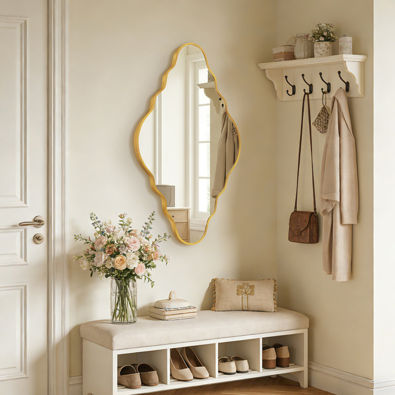Aluminium Diamond Mirror, Gold, 105 cm H x 65 cm W