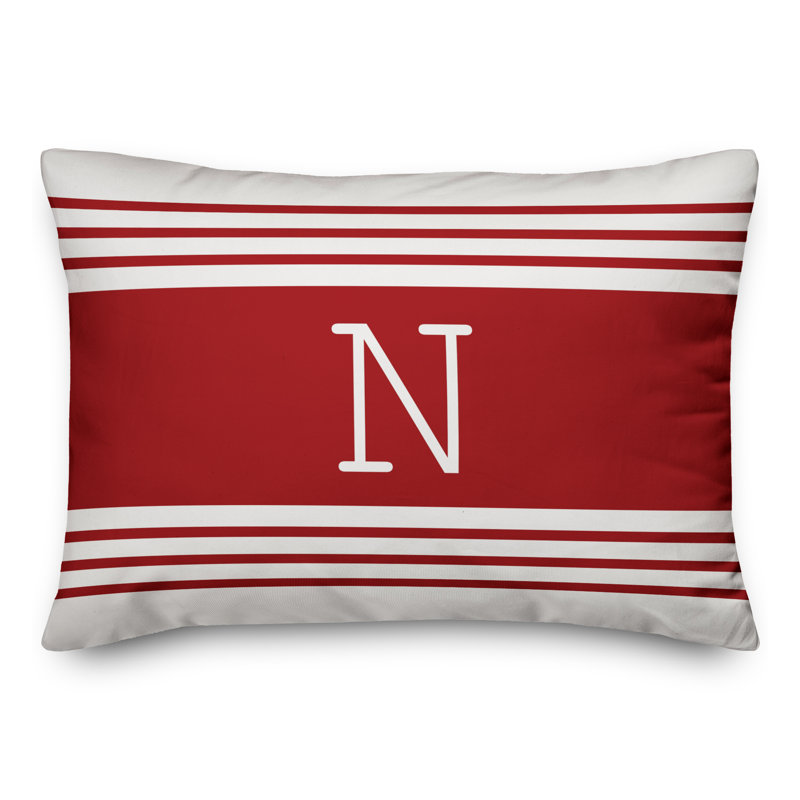 Striped Throw Pillow, N, Red