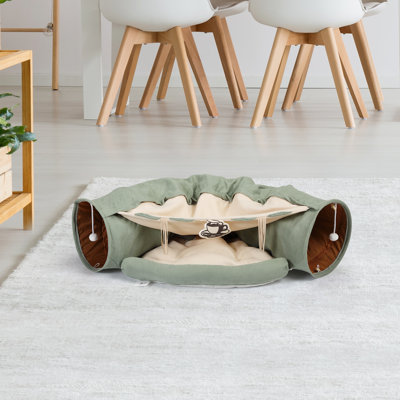 Tunnel télescopique lumineux pour animaux de compagnie, en tissu et coton PP, avec fond antidérapant. Nid confortable pour chat, revêtement en tissu, intérieur en coton, surface antidérapante.