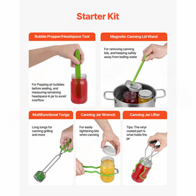 Canning Supplies Starter Kit, 11 Pieces Stainless Steel Water Bath Canning Kit for Beginners, Canning Tools Set: Pot, Rack, Lid, Ladle, Funnel, Tongs, Jar Lifter, Wrench, Measuring Cup