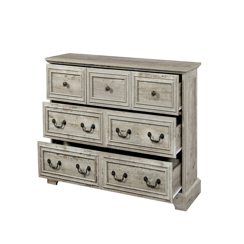 Commode 7 tiroirs l 47,2 po, Chêne antique
